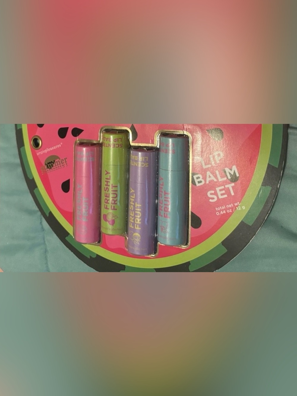 Freshly Fruit Lip Balm Set - Assorted Pink, Green, Purple, Blue